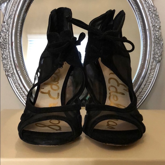 Black mesh Open toe heels - Picture 2 of 5